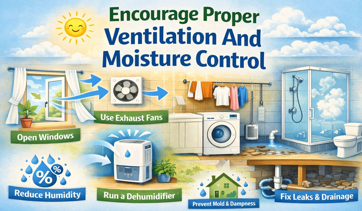 Encourage Proper Ventilation And Moisture Control